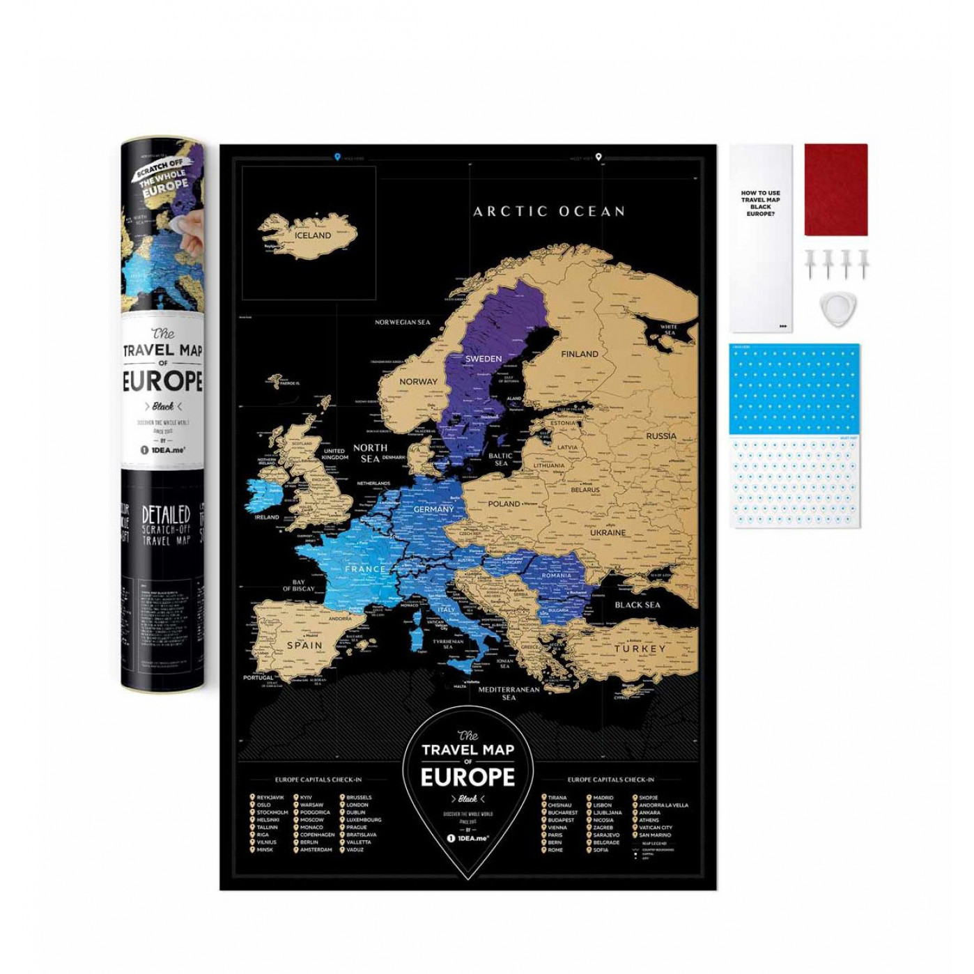Скретч Карта Travel map black europe
