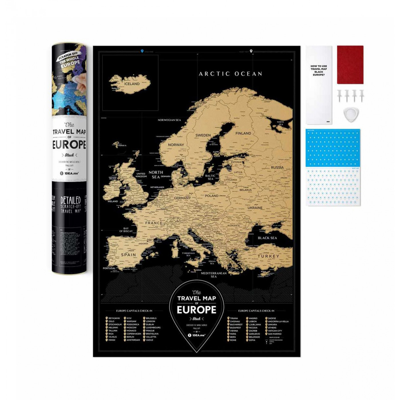 Скретч Карта Travel map black europe Скретч Карта Travel map black europe