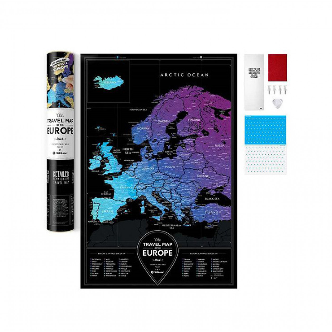 Скретч Карта Travel map black europe Скретч Карта Travel map black europe