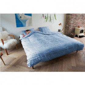 Комплект постельного белья Косичка синяя фланель 200 х 220 см.-2