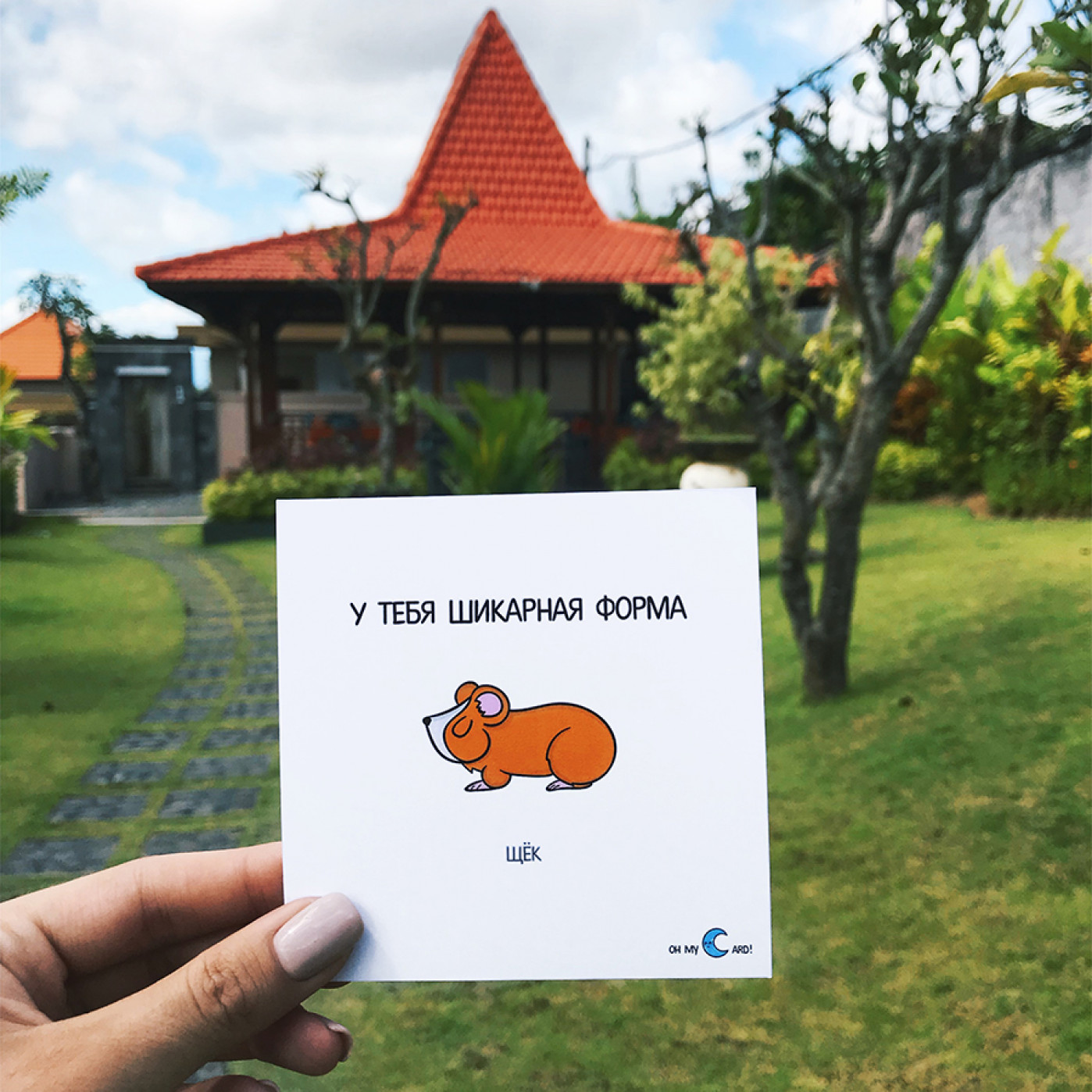 Открытка с наклейкой Щеки