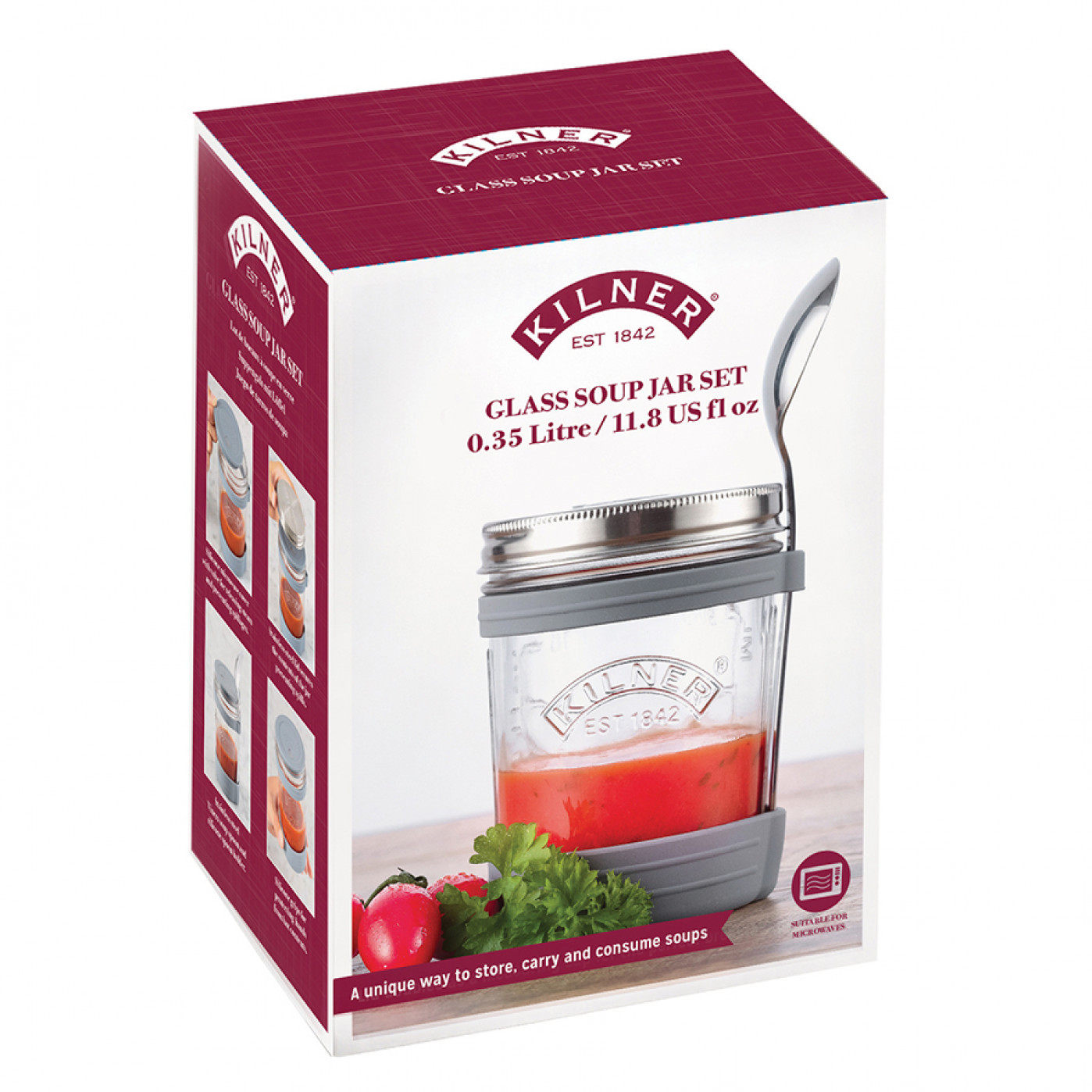 Банка с крышкой и ложкой для первых блюд