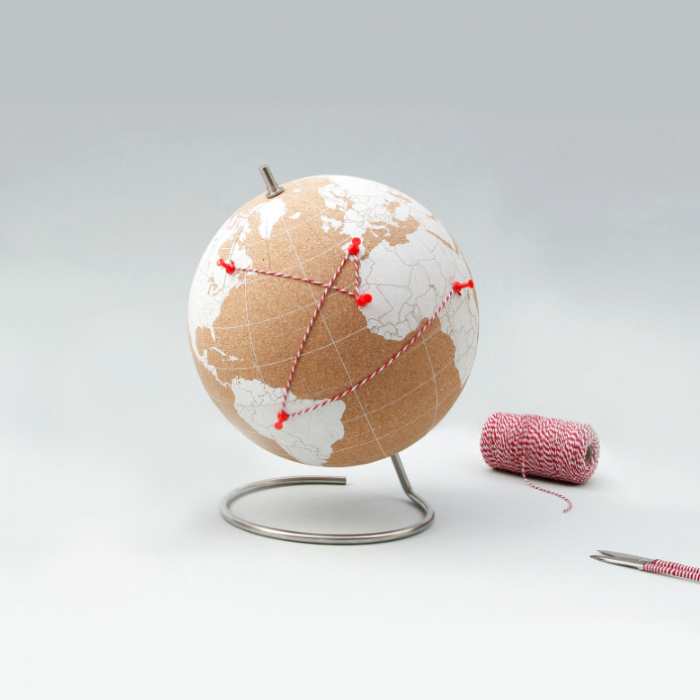 Пробковый глобус для путешественников мини белый