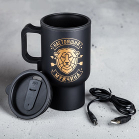 Термокружка с подогревом от USB Настоящий мужчина-2