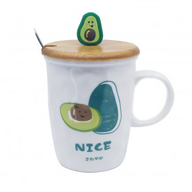 Кружка с крышкой и ложкой Авокадо Nice