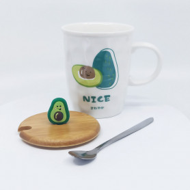 Кружка с крышкой и ложкой Авокадо Nice-2