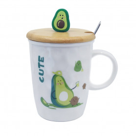 Кружка с крышкой и ложкой Авокадо Cute
