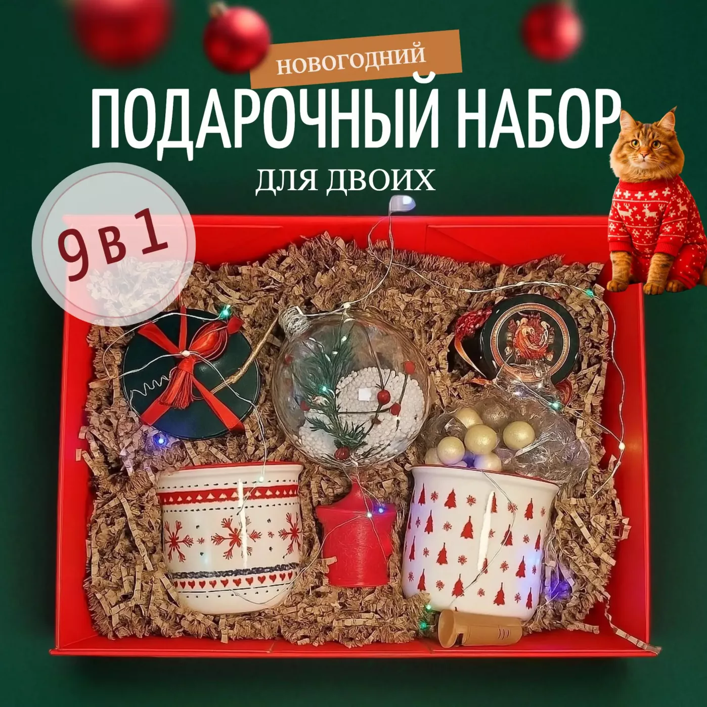 Большой новогодний подарочный набор для двоих 9 в одном