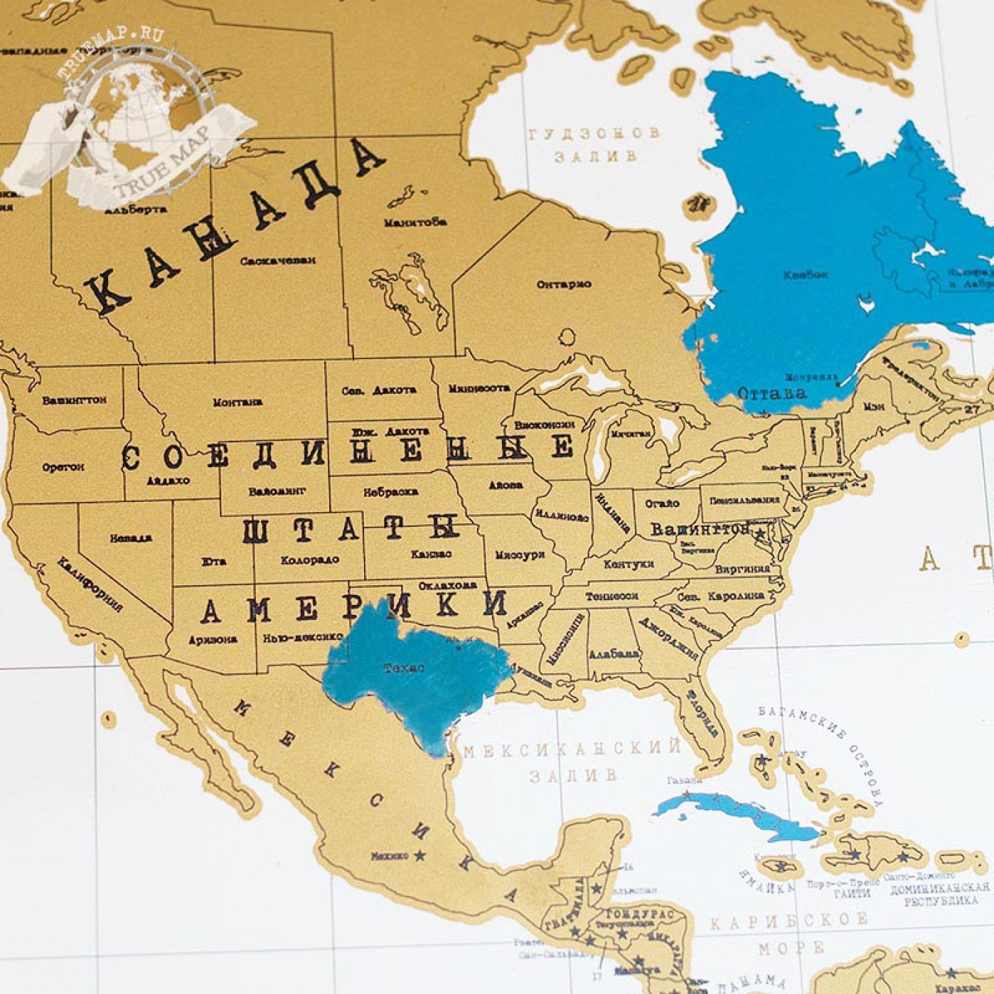 Truemap Original - большая стиральная скретч карта путешествий Truemap Original - большая стиральная скретч карта путешествий