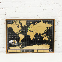 Truemap Black в рамке - черная скретч карта мира Deluxe