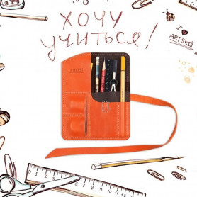 Пенал кожаный Artskill mini (оранжевый)-2