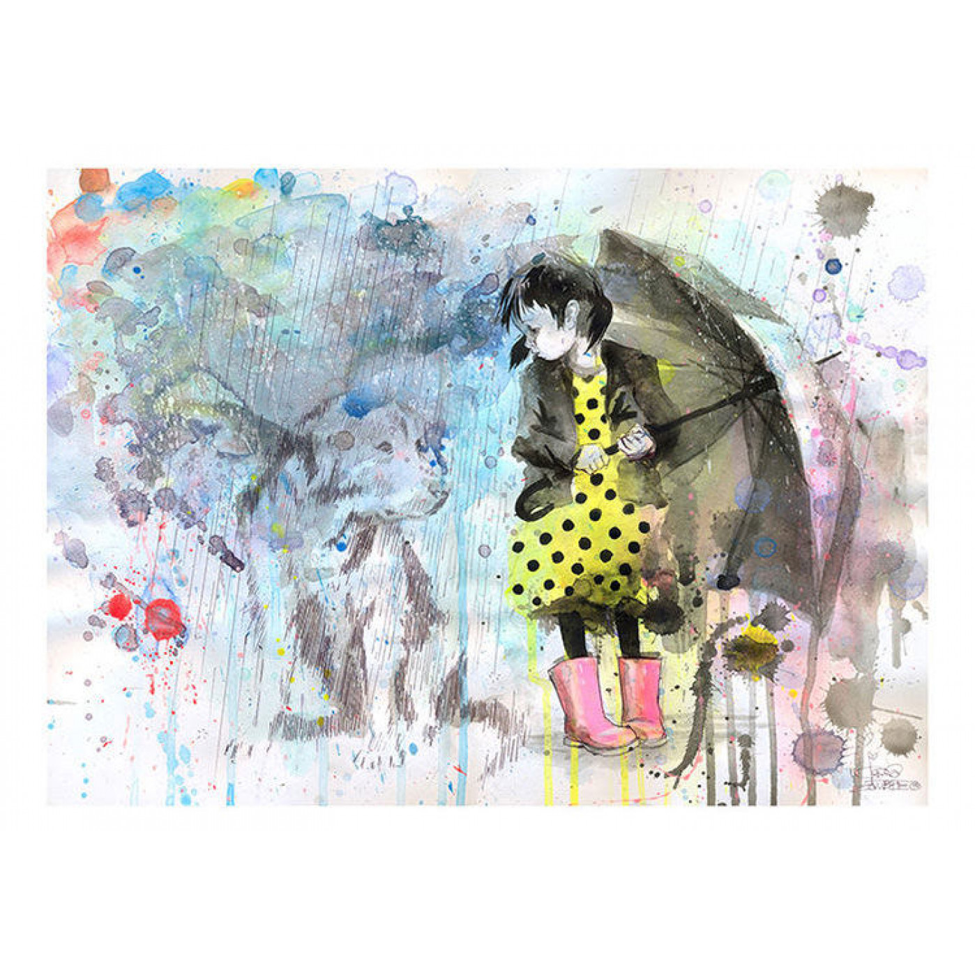Плакат с авторским рисунком «Rain Dog» by Lora Zombie