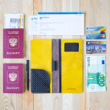 Кожаный холдер для документов в поездку Hyper Keeper Brown Mustard