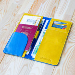 Кожаный холдер для документов в поездку Hyper Keeper Yellow/Blue Кожаный холдер для документов в поездку Hyper Keeper Yellow/Blue