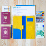 Кожаный холдер для документов в поездку Hyper Keeper Yellow/Blue Кожаный холдер для документов в поездку Hyper Keeper Yellow/Blue