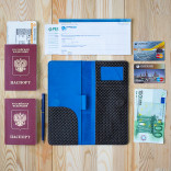 Кожаный холдер для документов в поездку Hyper Keeper Blue/Brown Кожаный холдер для документов в поездку Hyper Keeper Blue/Brown