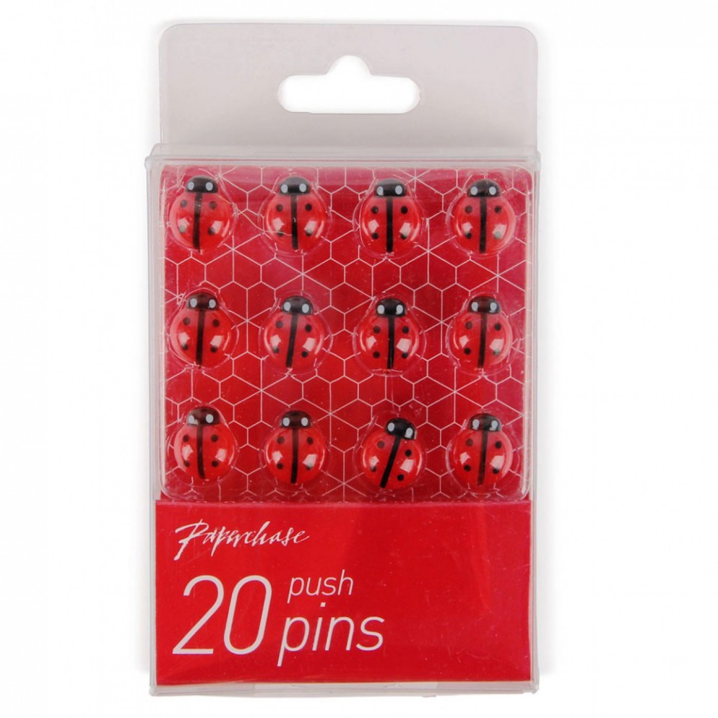 Набор из 20 канцелярских кнопок Божьи Коровки