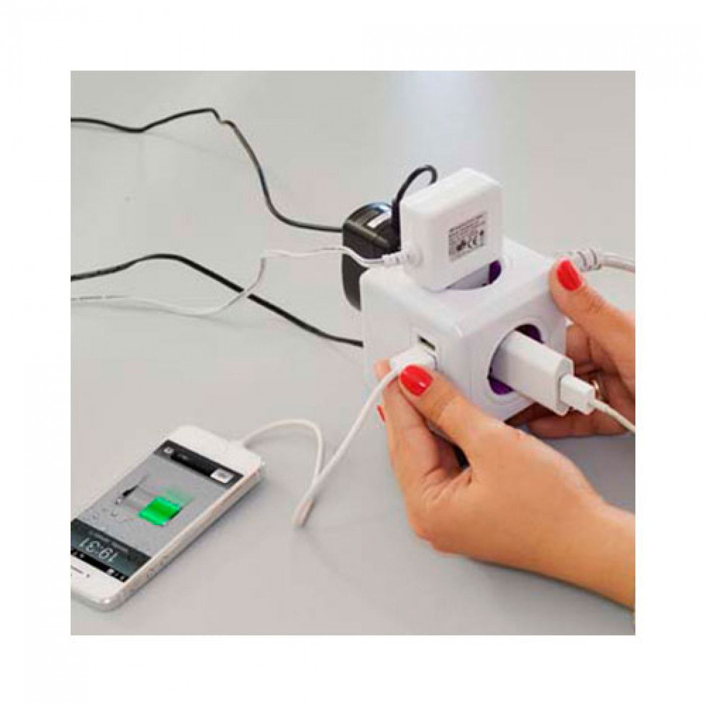 Разветвитель на 4 розетки + 2 usb Power Cube Office Разветвитель на 4 розетки + 2 usb Power Cube Office