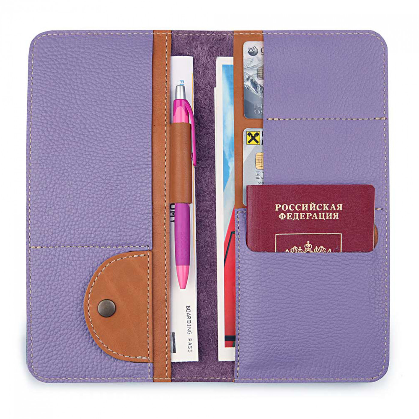 Холдер кожаный для документов Artskill Travel Лавандовый