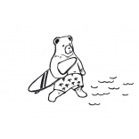 Открытка с конвертом Медведь-сёрфер