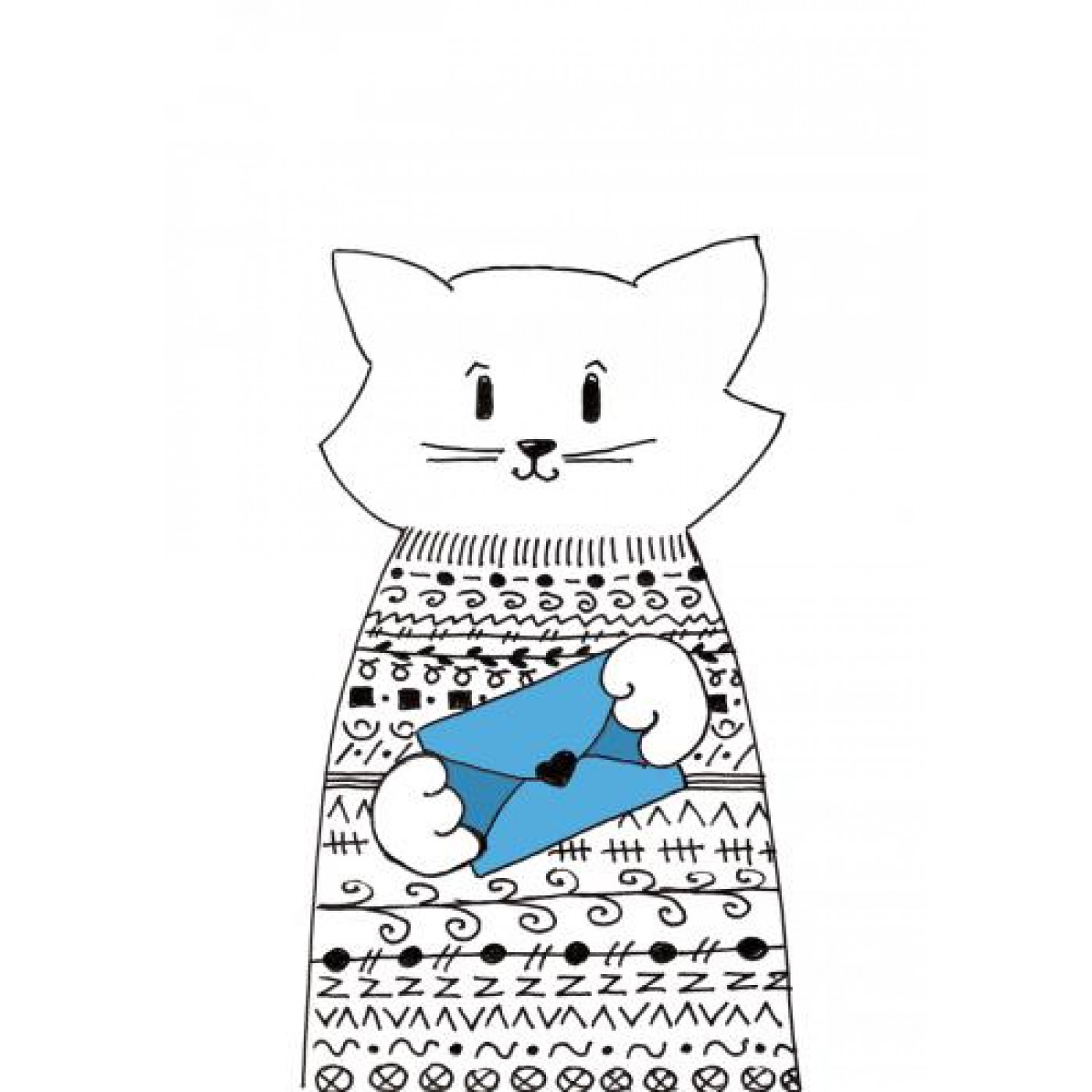 Открытка с конвертом Кот в свитере Письмо 