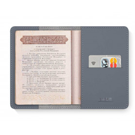 Artskilltouch кожаная обложка на паспорт серая-2