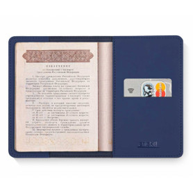 Artskilltouch кожаная обложка на паспорт синяя-2