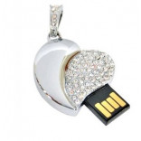USB-Флешка Сердце со стразами 32GB, цвет серебро