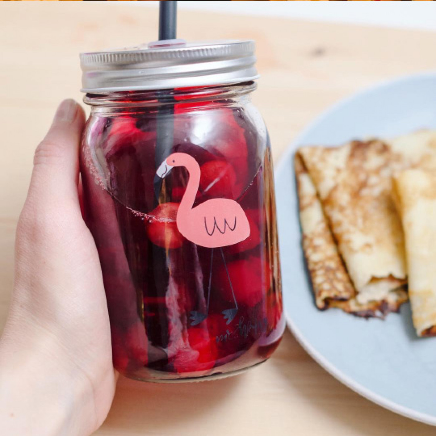 Банка для напитков с крышкой 'Happy' Фламинго