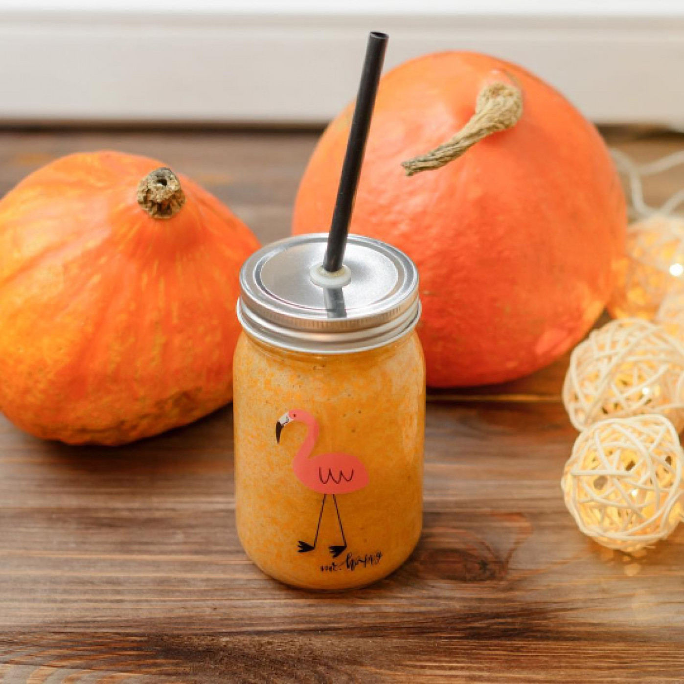 Банка для напитков с крышкой 'Happy' Фламинго