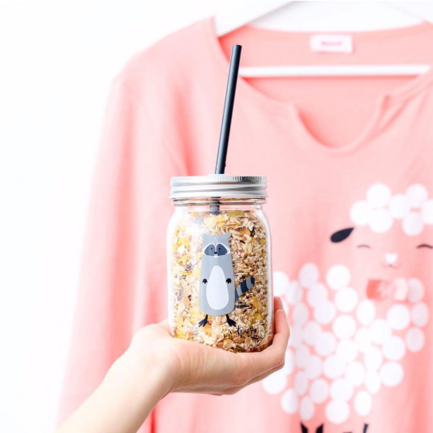 Банка для напитков с крышкой 'Happy' Енот