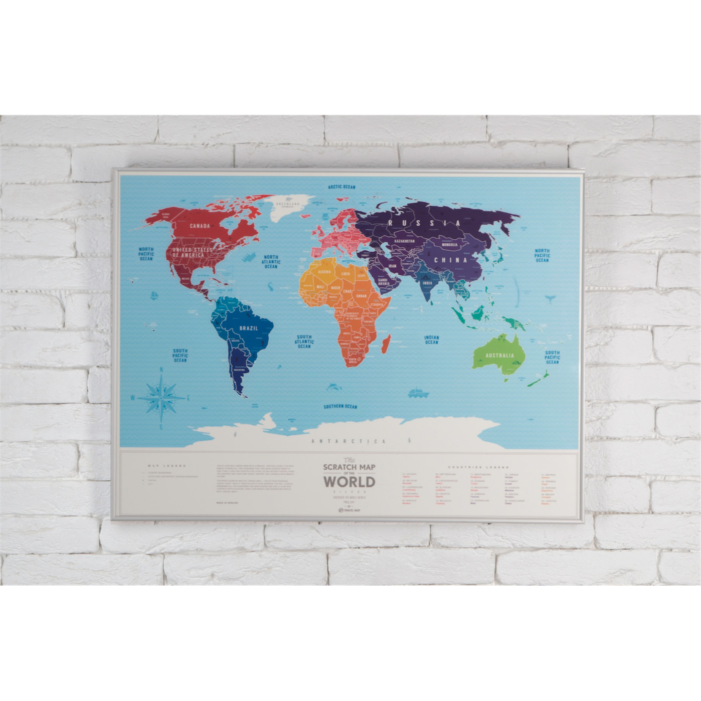 Пластиковая Скретч Карта Мира Silver Premium edition