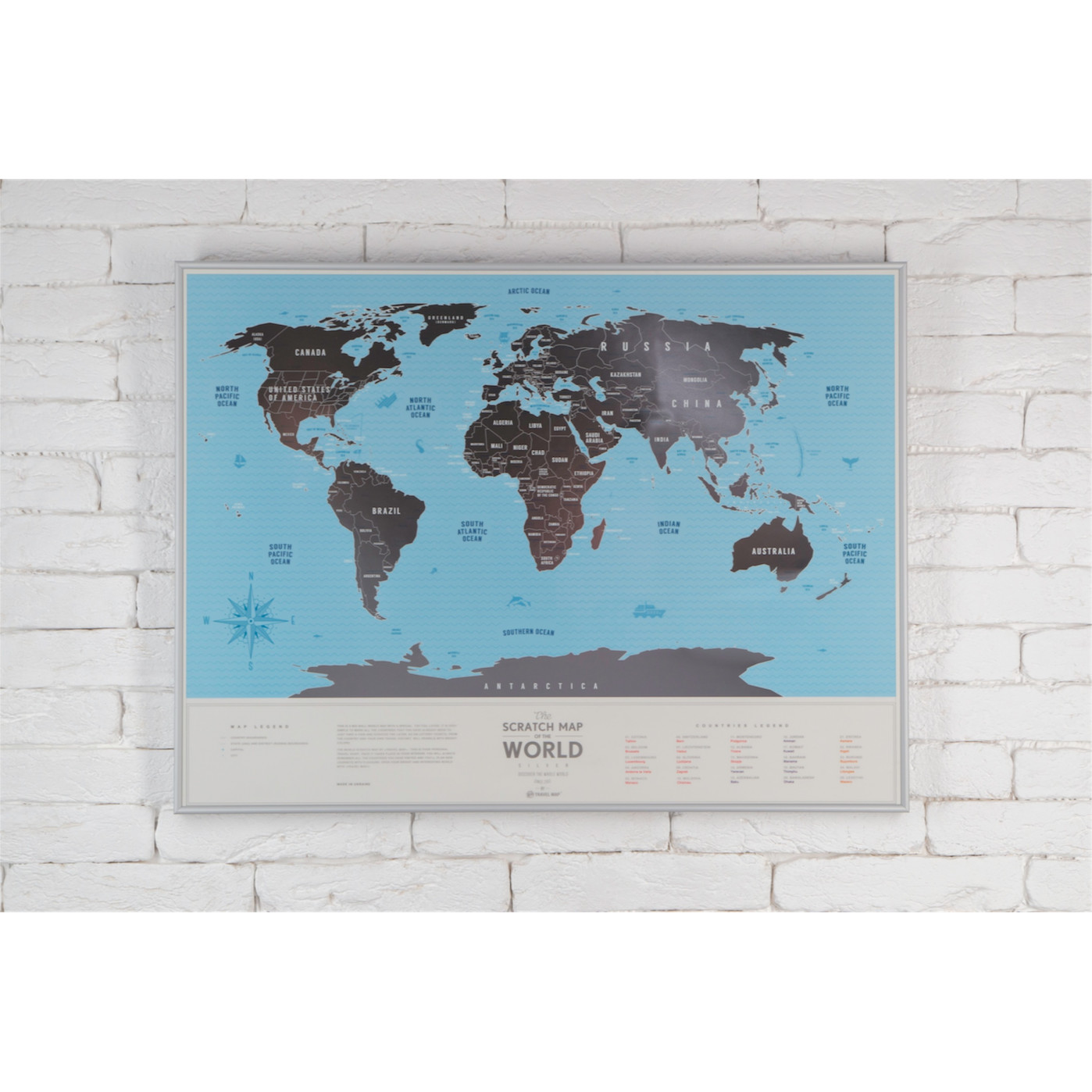 Пластиковая Скретч Карта Мира Silver Premium edition