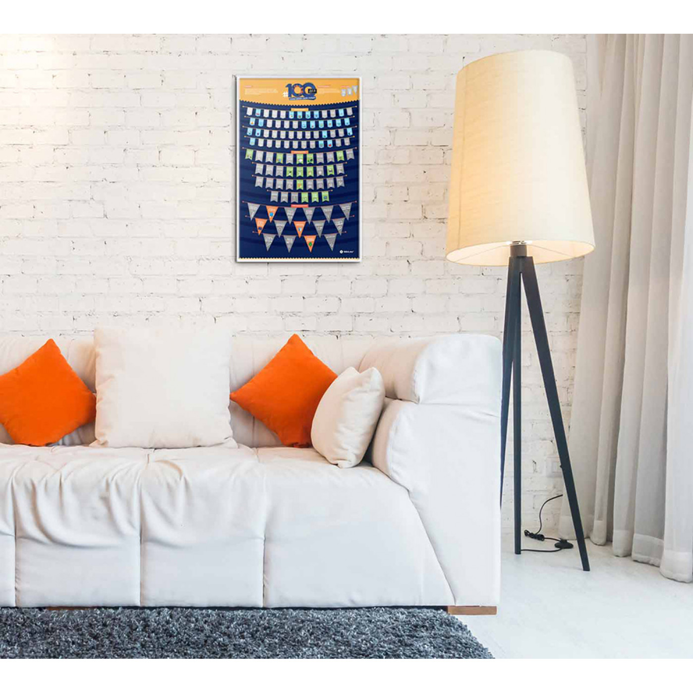 Мотивационный пластиковый скретч-постер 100 дел