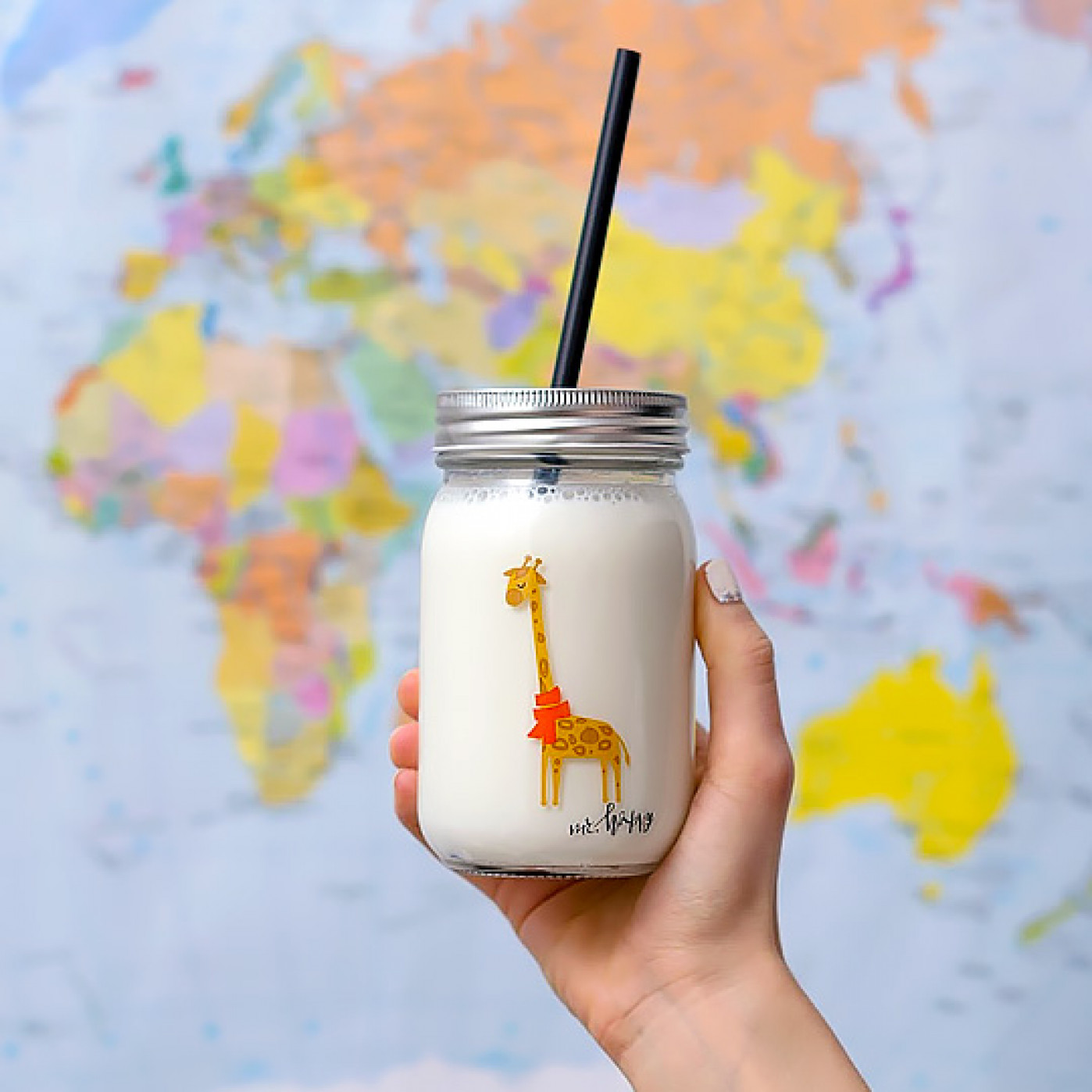 Банка для напитков с крышкой 'Happy' Жираф