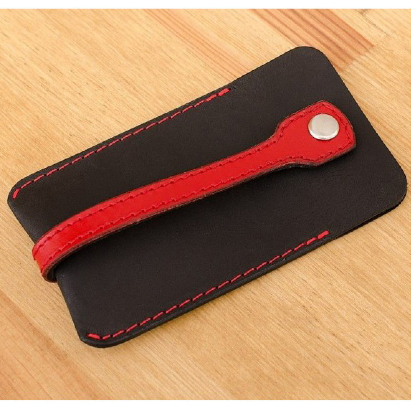 Кожаная ключница Blanknote 1.0 графит-клубника