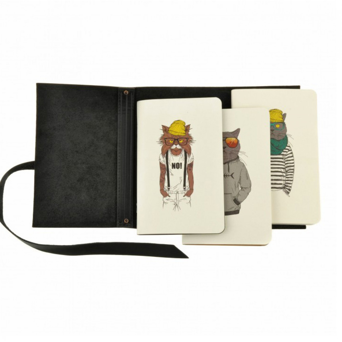 Кожаный софт-бук Hipster cat Blanknote