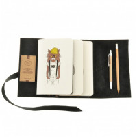 Кожаный софт-бук Hipster cat Blanknote