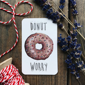 Мини открытка бирка Donut worry