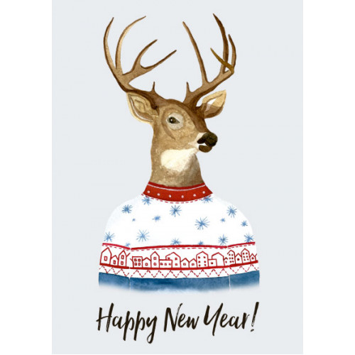 

Авторская открытка Happy New Year Deer