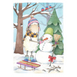 Авторская открытка Овечка и снеговик