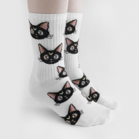 Носки белые Кот Луна 35-40 р.