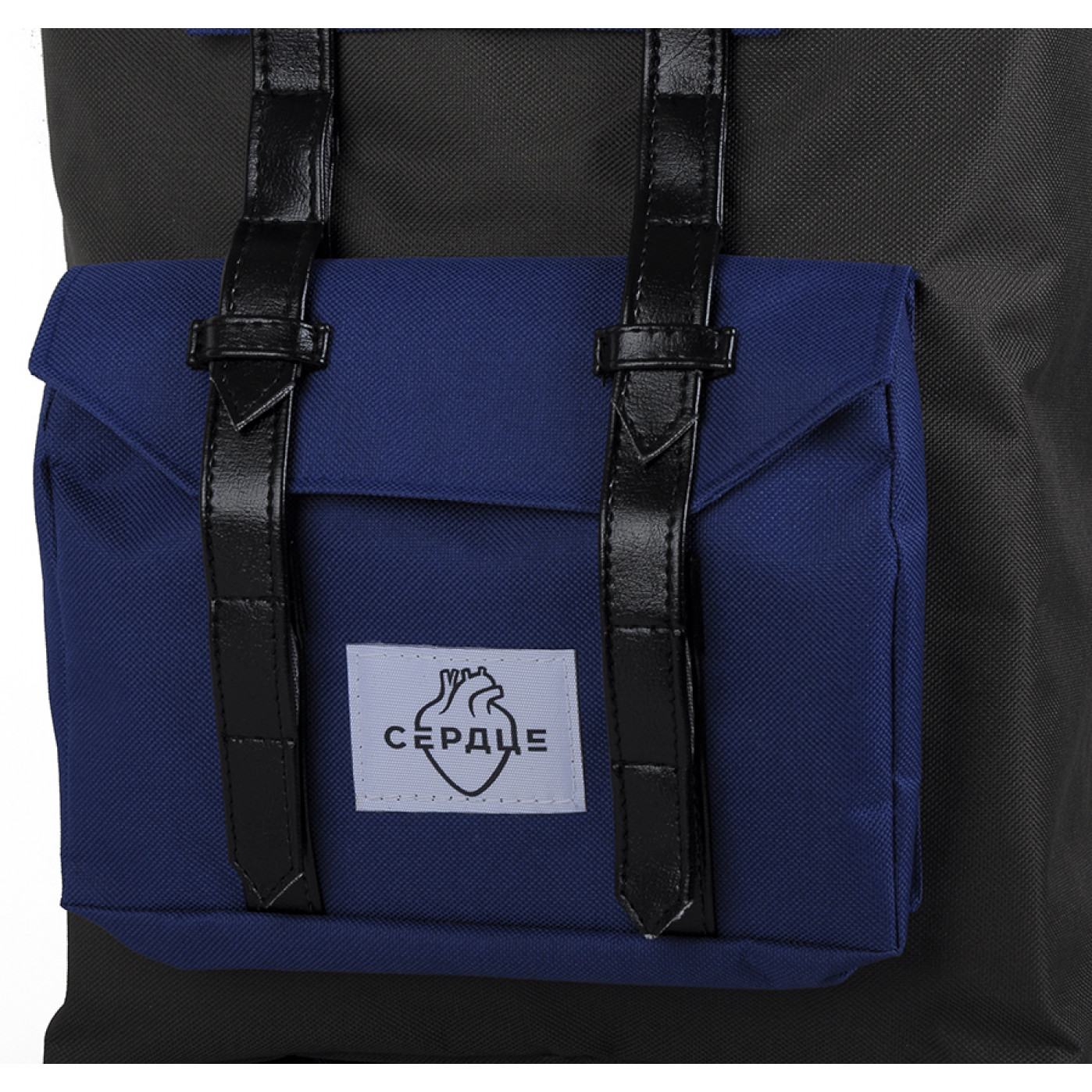 Городской рюкзак Сердце большой серый с синим