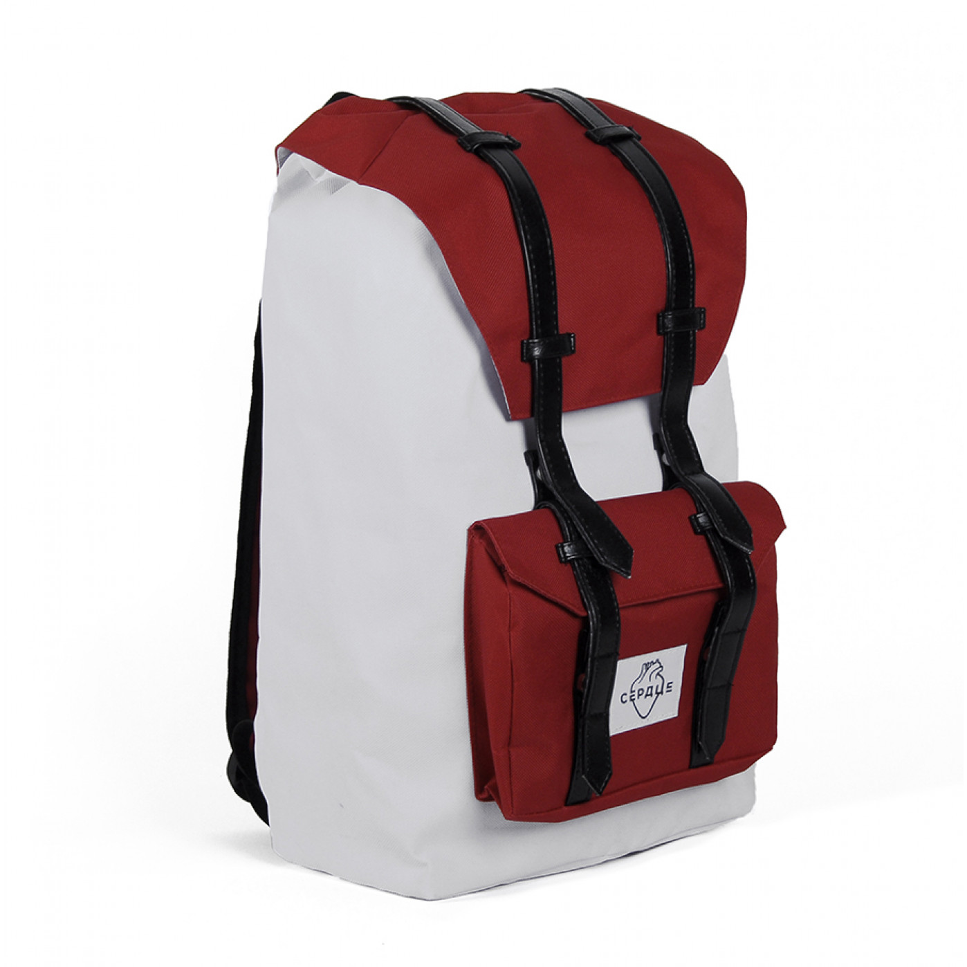 Городской рюкзак Сердце большой красный с белым