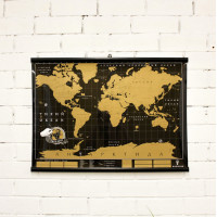 Карта мира TrueMap Black с держателем