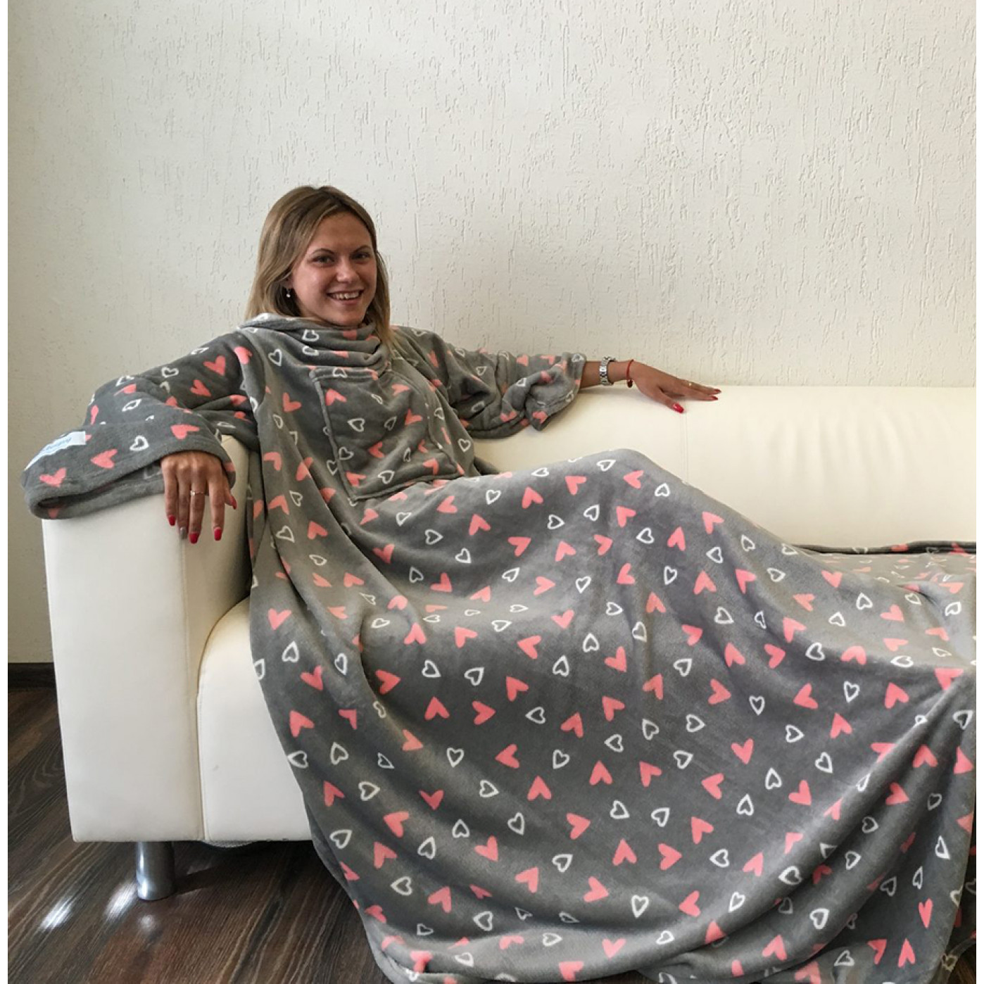 Плед с рукавами Sleepy Cердечки