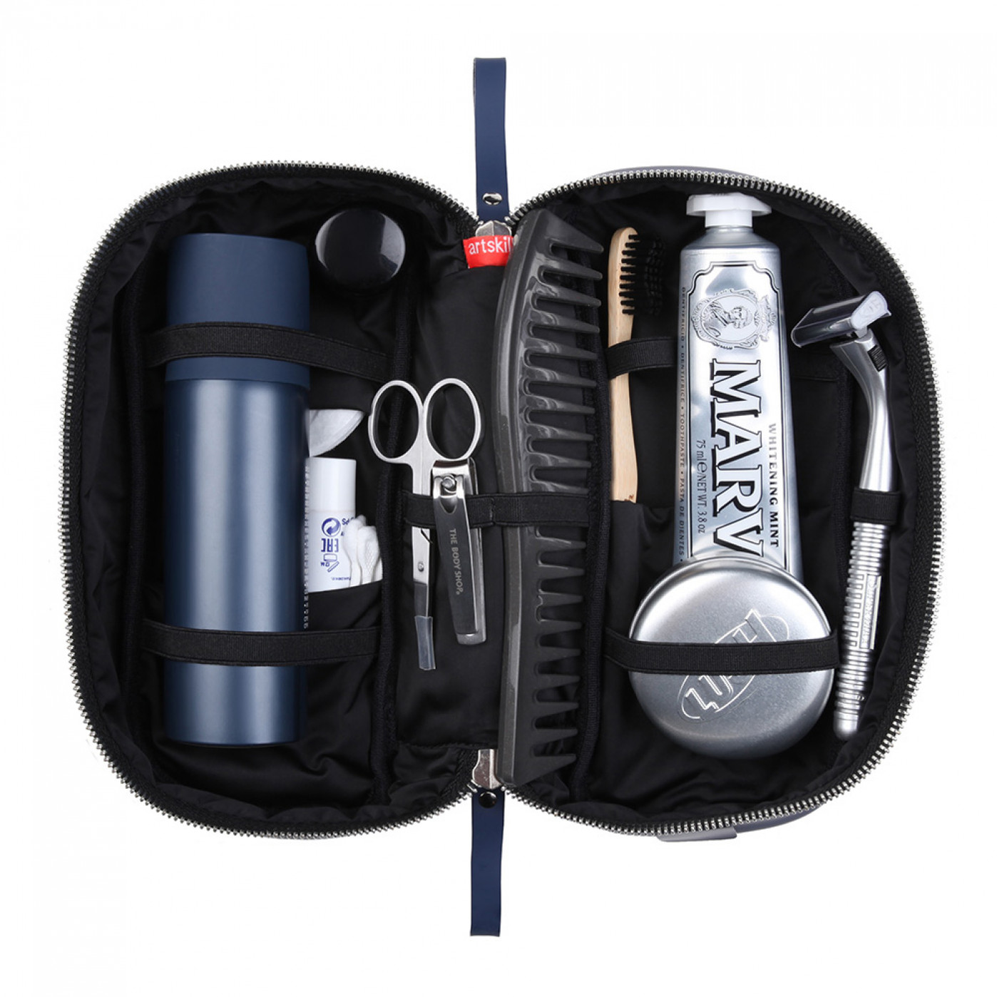 Artskilltouch кожаный дорожный несессер синий