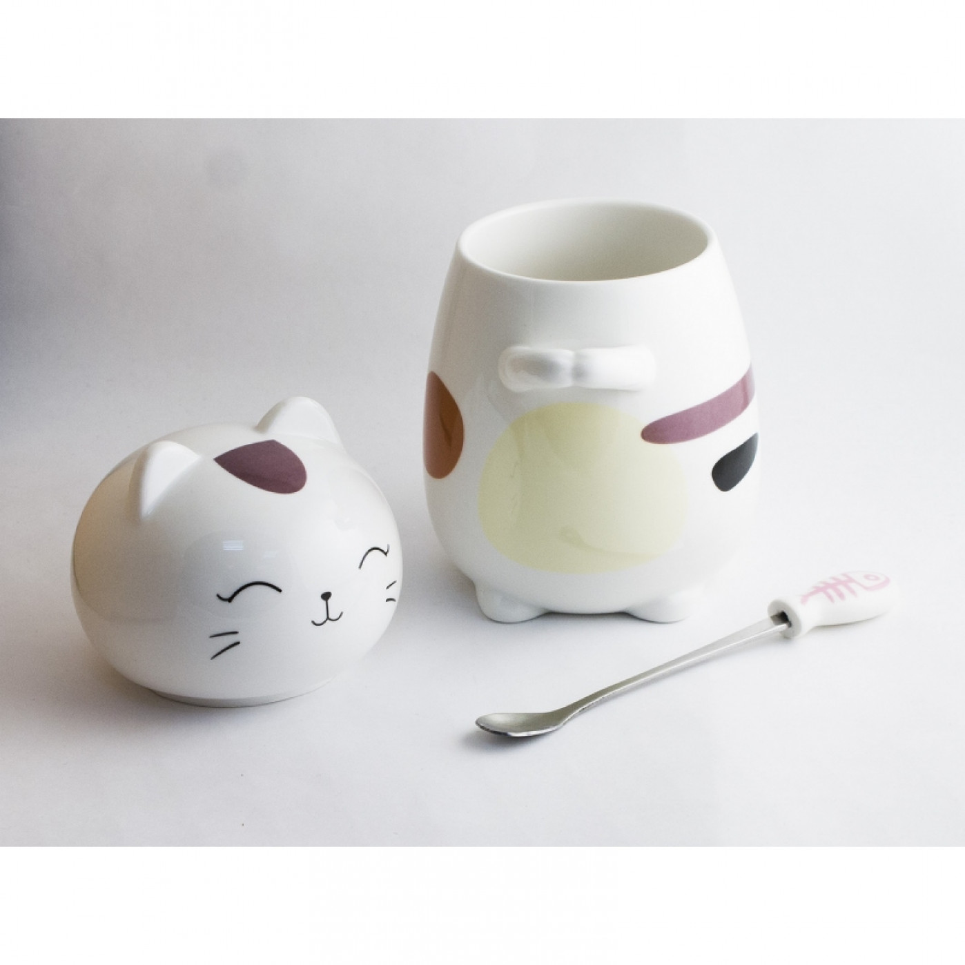 Кружка Котик улыбается с ложечкой Кружка Котик улыбается с ложечкой