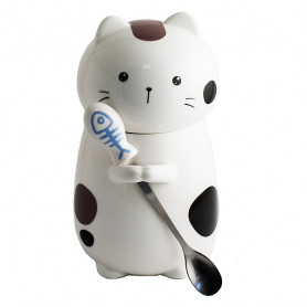 Кружка Котик спокойный с ложечкой 