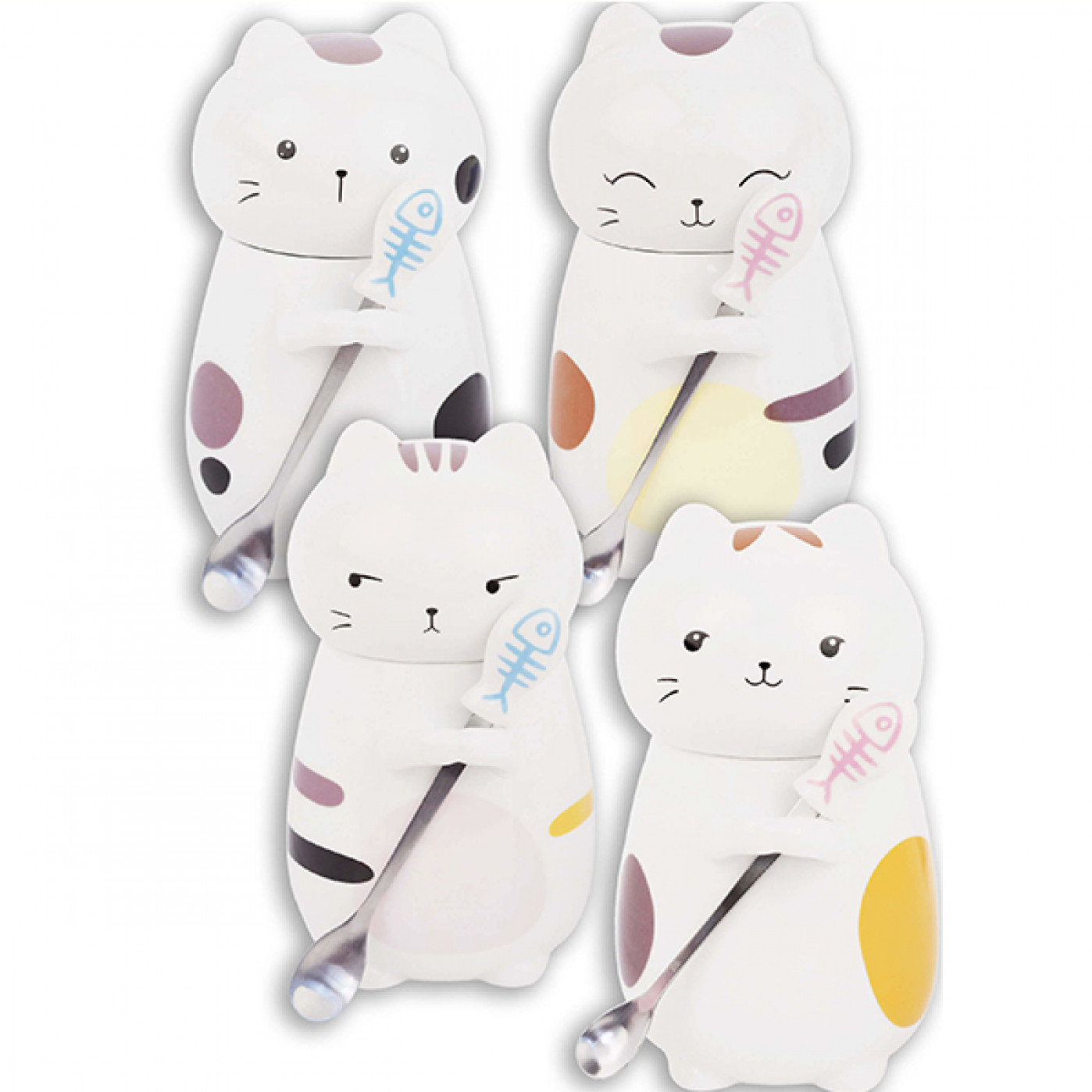 Кружка Котик спокойный с ложечкой  Кружка Котик спокойный с ложечкой